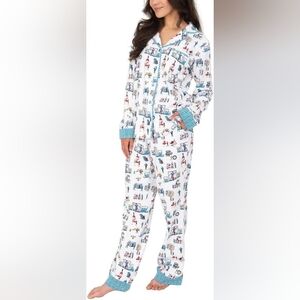 Costco White Pajamas with Blue Accents